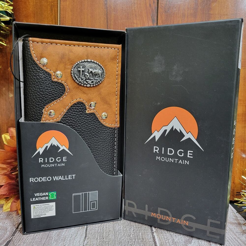 Wallet Praying cowboy Western Mens Wallet Bifold Check Book, cred cards Brown